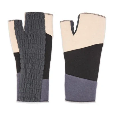 Feelgoodz Artisan Crafted Fleece Lined Color Block Fingerless Gloves In Brown