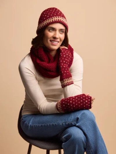 Feelgoodz Artisan Hand-knit Appalachian Winter Wool Half Mitten In Red