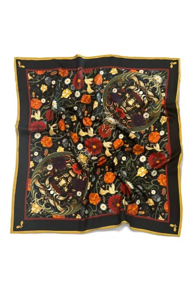Henelle Large Silk Scarf In Black