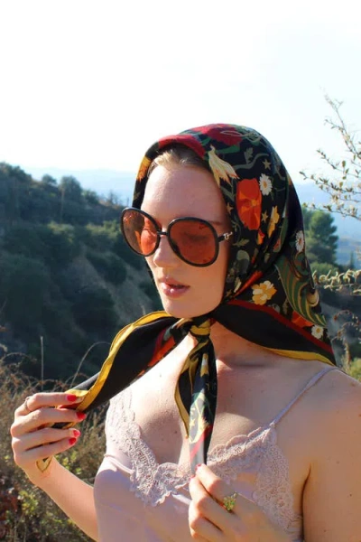 Henelle Large Silk Scarf In Black