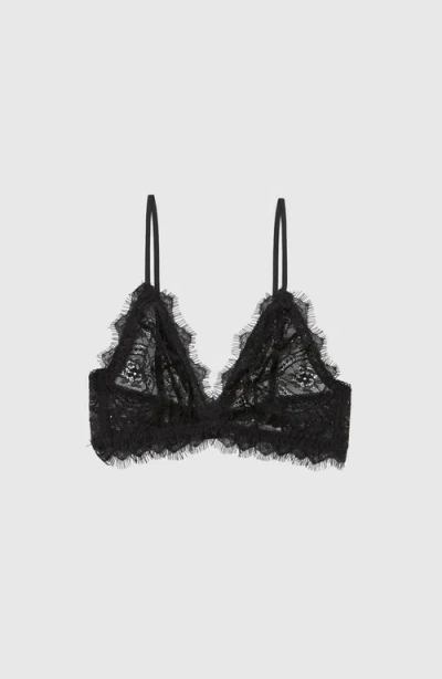 Anine Bing Stretch-lace Soft-cup Triangle Bra In Black