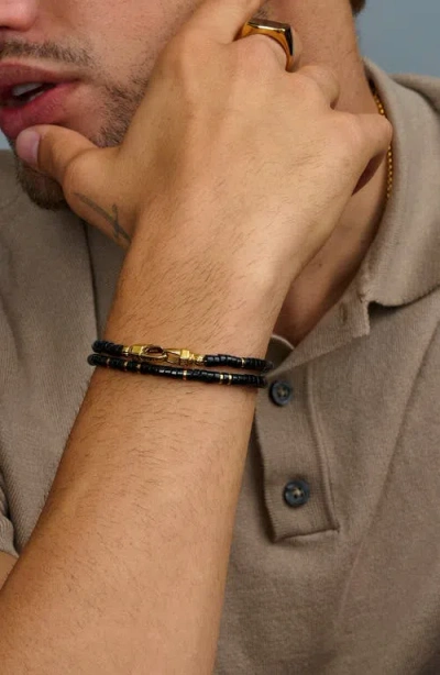 Nialaya Black Onyx Heishi Wrap Bracelet In Black