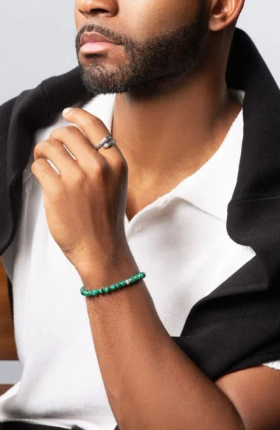 Nialaya Green Malachite Silver Ball Bracelet In Green