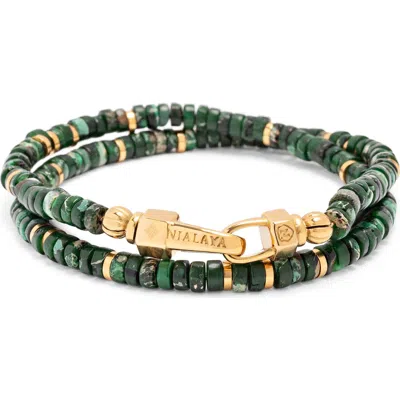 Nialaya Malachite Heishi Wrap Bracelet In Gold
