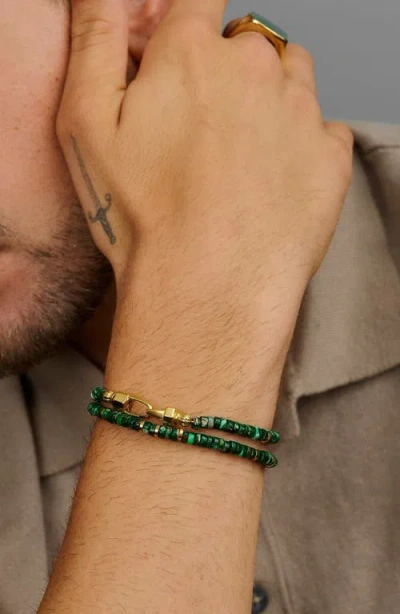 Nialaya Malachite Heishi Wrap Bracelet In Gold