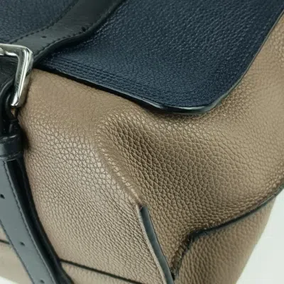 Pre-owned Loewe Black Brown Navy Leather Messenger Bag Shoulder Bag ()