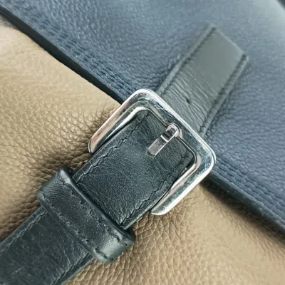 Pre-owned Loewe Black Brown Navy Leather Messenger Bag Shoulder Bag ()