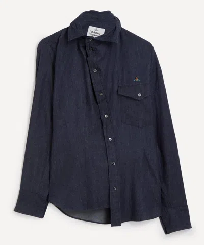 Vivienne Westwood Mens Chaos Asymmetric Shirt In Blue