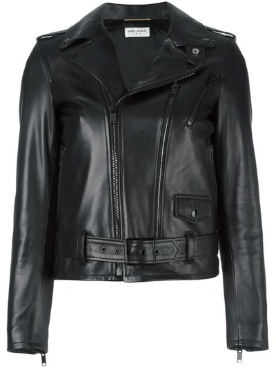 Shop Saint Laurent Leather Motorcycle Jacket