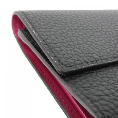 Pre-owned Louis Vuitton Black Hot Pink Leather Wallet (tri-fold) ()