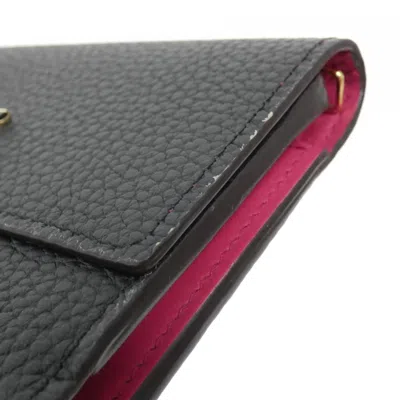 Pre-owned Louis Vuitton Black Hot Pink Leather Wallet (tri-fold) ()
