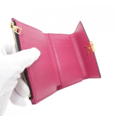 Pre-owned Louis Vuitton Black Hot Pink Leather Wallet (tri-fold) ()