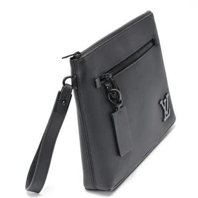 Pre-owned Louis Vuitton Black Noir Leather Clutch Bag Pouch ()