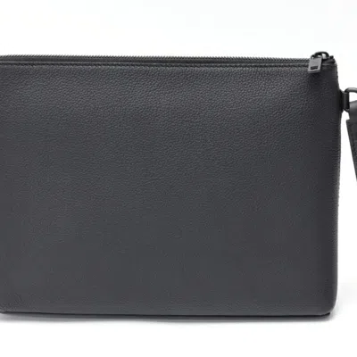 Pre-owned Louis Vuitton Black Noir Leather Clutch Bag Pouch ()