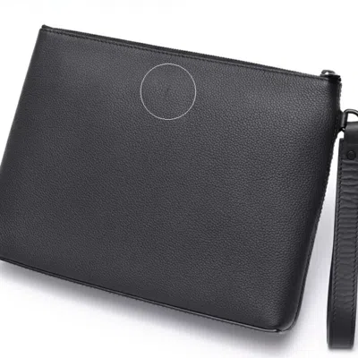 Pre-owned Louis Vuitton Black Noir Leather Clutch Bag Pouch ()