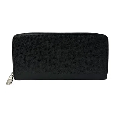 Pre-owned Louis Vuitton Black Taiga Leather Long Wallet (bi-fold) ()