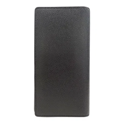 Pre-owned Louis Vuitton Black Taiga Leather Long Wallet (bi-fold) ()