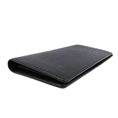 Pre-owned Louis Vuitton Black Taiga Leather Long Wallet (bi-fold) ()
