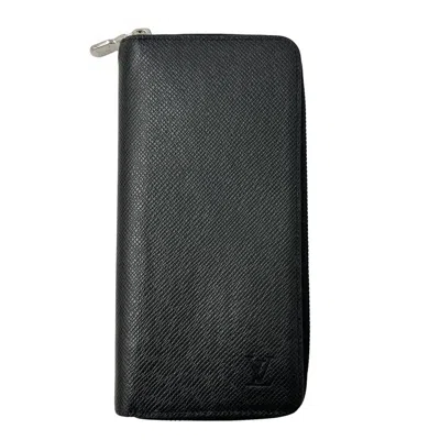 Pre-owned Louis Vuitton Black Taiga Leather Long Wallet (bi-fold) ()