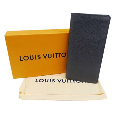 Pre-owned Louis Vuitton Black Taiga Leather Long Wallet (bi-fold) ()