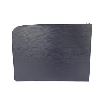 Pre-owned Louis Vuitton Blue Marine Leather Clutch Bag Pochette ()