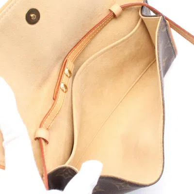 Pre-owned Louis Vuitton Brown Coated Canvas Leather Pochette Shoulder Bag ()