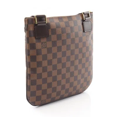 Pre-owned Louis Vuitton Brown Ebene Coated Canvas Leather Pochette Shoulder Bag ()