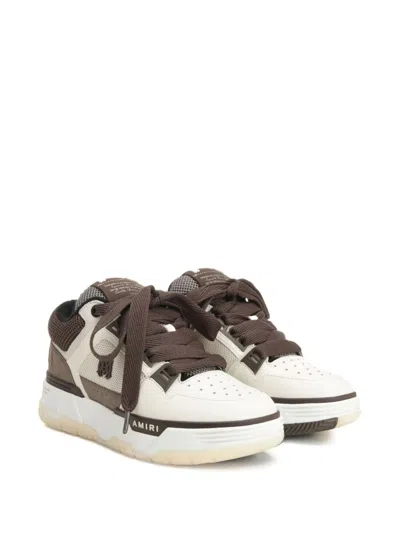 Amiri Brown Low Top Sneakers With Logo Detail On The Side And Mesh Panels In Multi