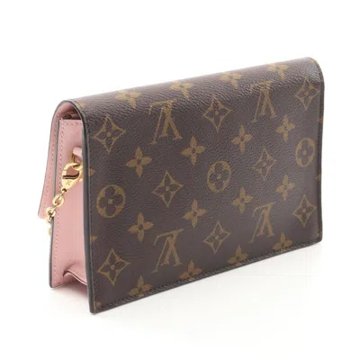 Pre-owned Louis Vuitton Brown Monogram Pink Rose Ballerine Coated Canvas Shoulder Bag ()