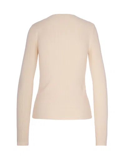 Patrizia Pepe Essential White Chain Fitted Sweater In Neutral