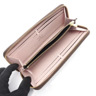 Pre-owned Louis Vuitton Brown Pink Rose Ballerine Monogram Leather Pvc Long Wallet (bi-fold) () In Multi