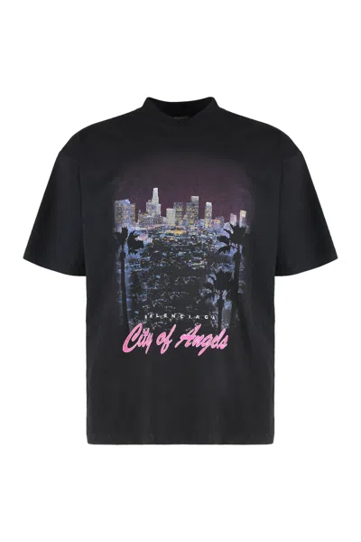 Balenciaga Round Neck Cotton T-shirt In Black