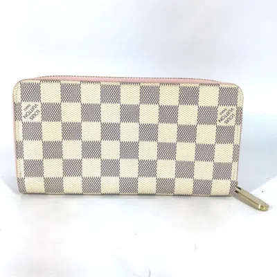 Pre-owned Louis Vuitton Damier Azur Damier Azur Rose Ballerine White Damier Azur Long Wallet (bi-fold) (pre-ow
