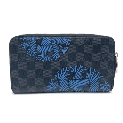 Pre-owned Louis Vuitton Damier Graphite Black Blue Damier Graphite Long Wallet (bi-fold) () In Multi