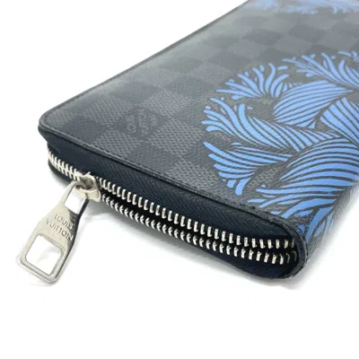 Pre-owned Louis Vuitton Damier Graphite Black Blue Damier Graphite Long Wallet (bi-fold) () In Multi