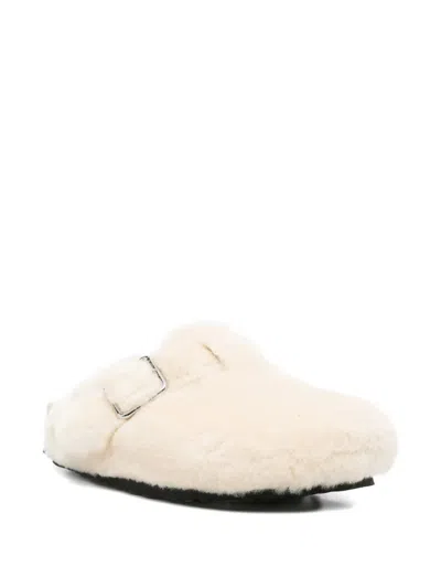 Birkenstock Boston Shearling Clogs Shoes In White