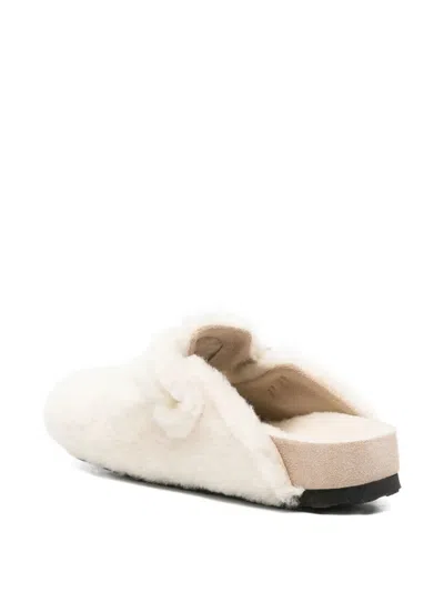 Birkenstock Boston Shearling Clogs Shoes In White