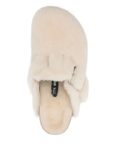 Birkenstock Boston Shearling Clogs Shoes In White