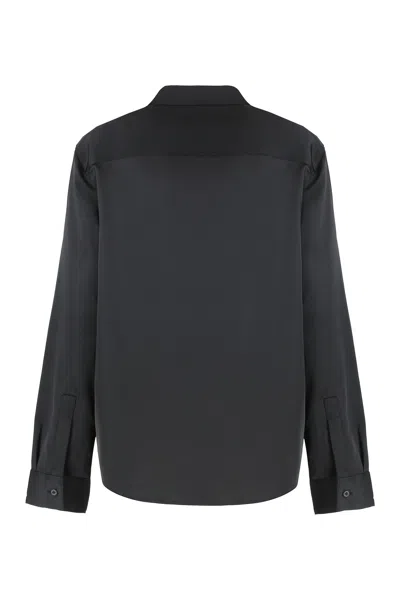 Calvin Klein Satin Long-sleeve Shirt In Black