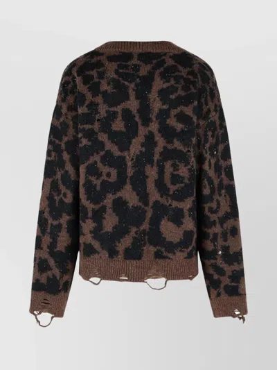 Laneus Spotted Merino Wool Blend Cardigan In Multi