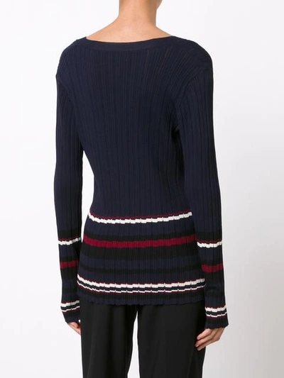 striped v-neck jumper