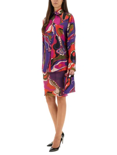 Pucci Orchid Print Shirt In Multi