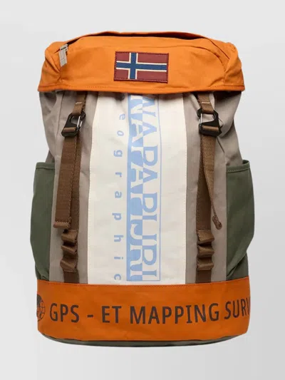 Napapijri Versatile Color Block Backpack Side Pockets In Brown