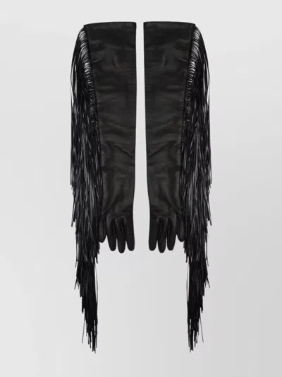 Sportmax Extended Gloves Featuring Fringe Accents In Black