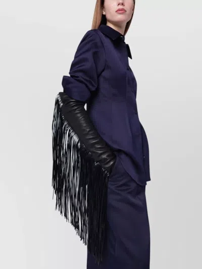 Sportmax Extended Gloves Featuring Fringe Accents In Black