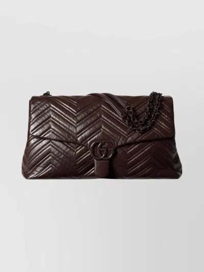 Gucci Maxi Shoulder Bag In Matelassé Leather In Brown