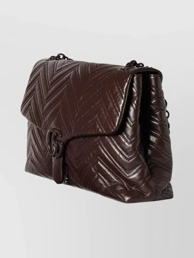 Gucci Maxi Shoulder Bag In Matelassé Leather In Brown