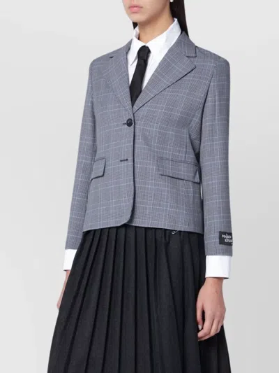 Maison Kitsuné Blue Checked Single-breasted Blazer In Gray