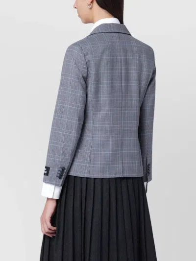 Maison Kitsuné Blue Checked Single-breasted Blazer In Gray