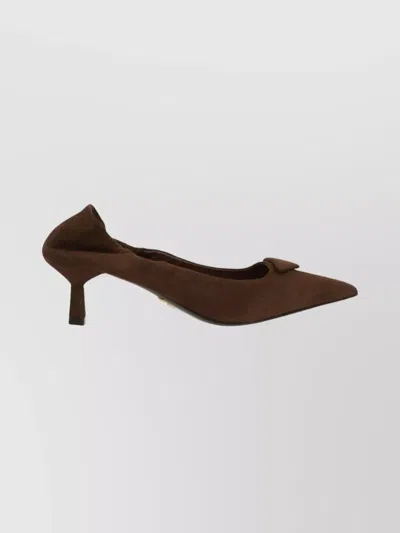 Prada Suede Pumps With Elastic On The Heel Shoes In Brown